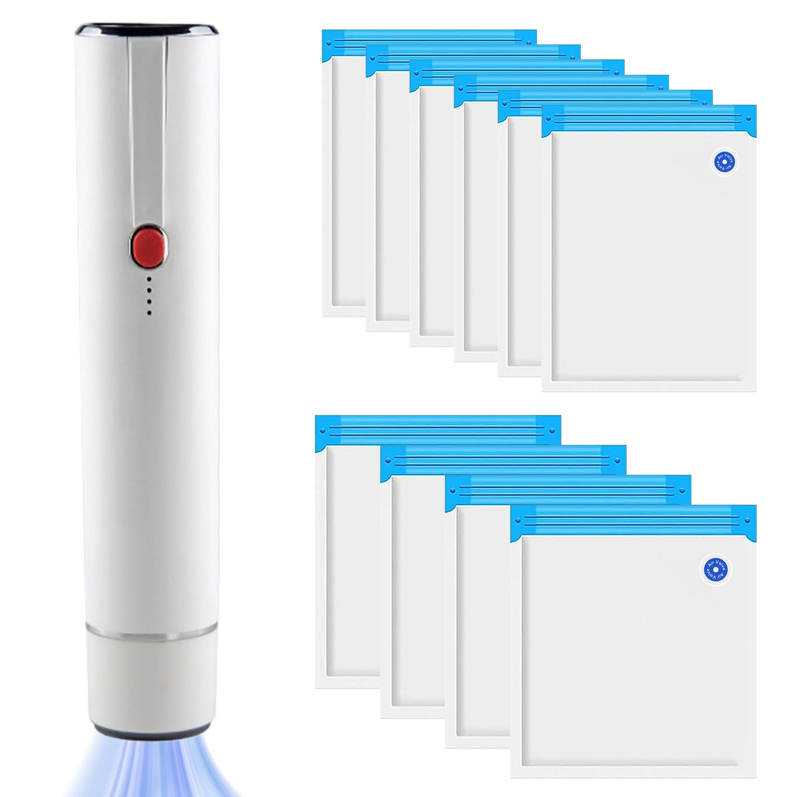 Pratico dispositivo per sottovuoto a mano, per alimenti, 60 kPa, senza fili, con 30 sacchetti sottovuoto per cucina, viaggi, campeggio