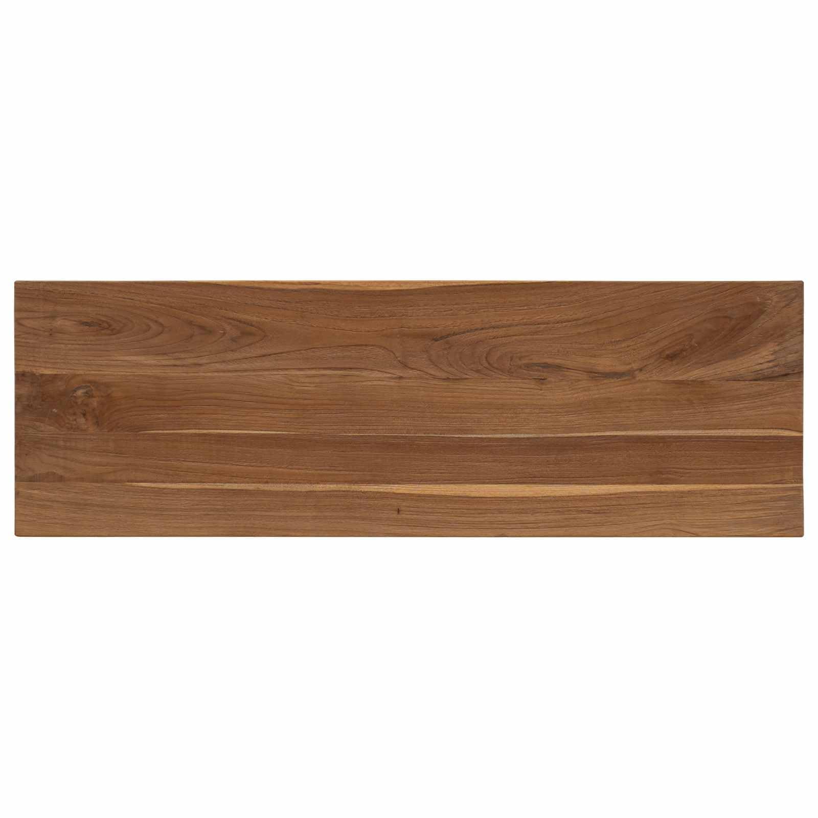 Tavolo consolle naturale, 110 x 35 x 75 cm, in legno massello di teak | Design rustico, molto spazio, facile da montare, facile da pulire con un panno umido
