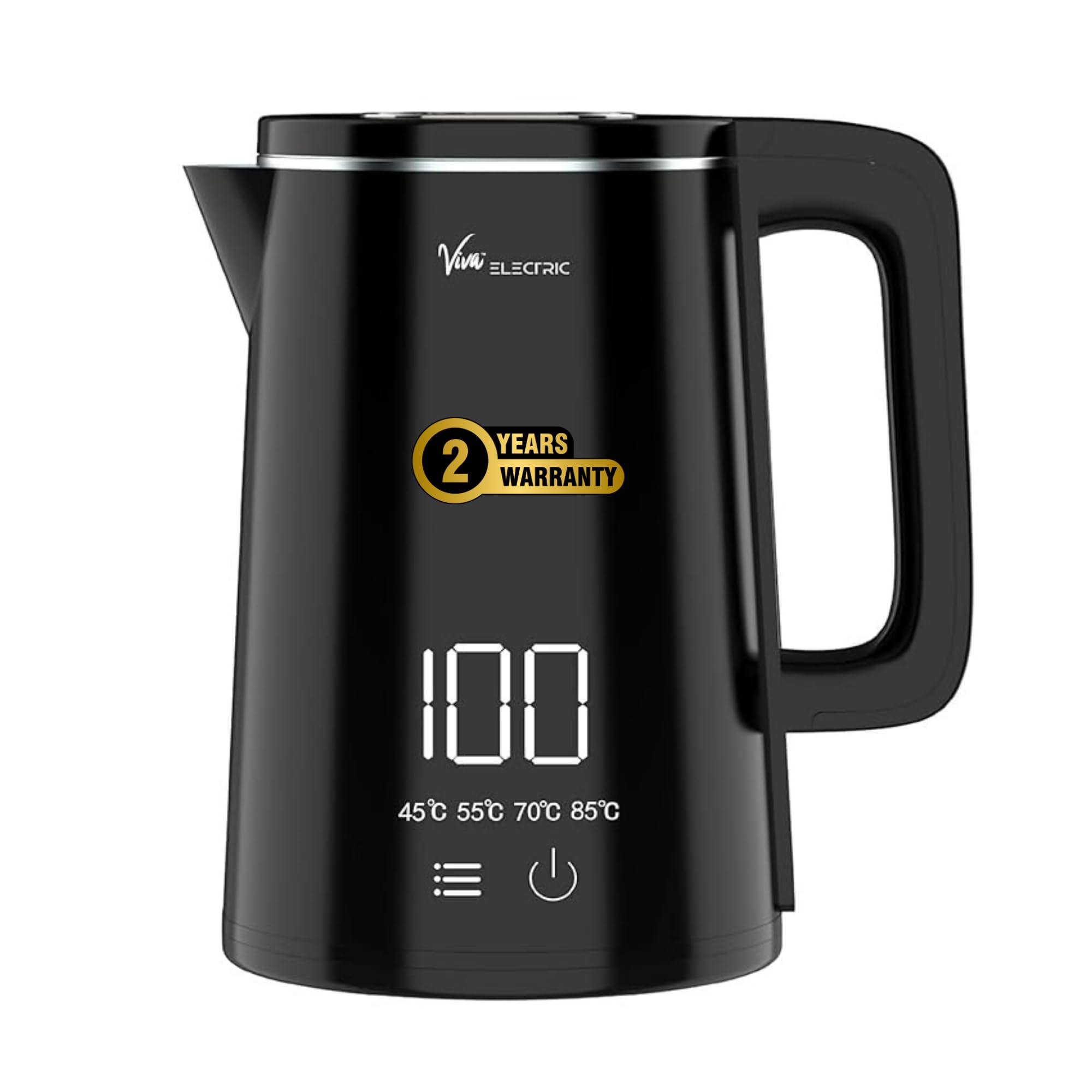 VIVA iTouch Electric 1.8 Litre Digital Kettle - 4 Pre-Set Temperature Modes, LED Digital Display, Double Wall Stainless Steel Tank, 1600W Power, Cool Touch Design (Black)-image-25