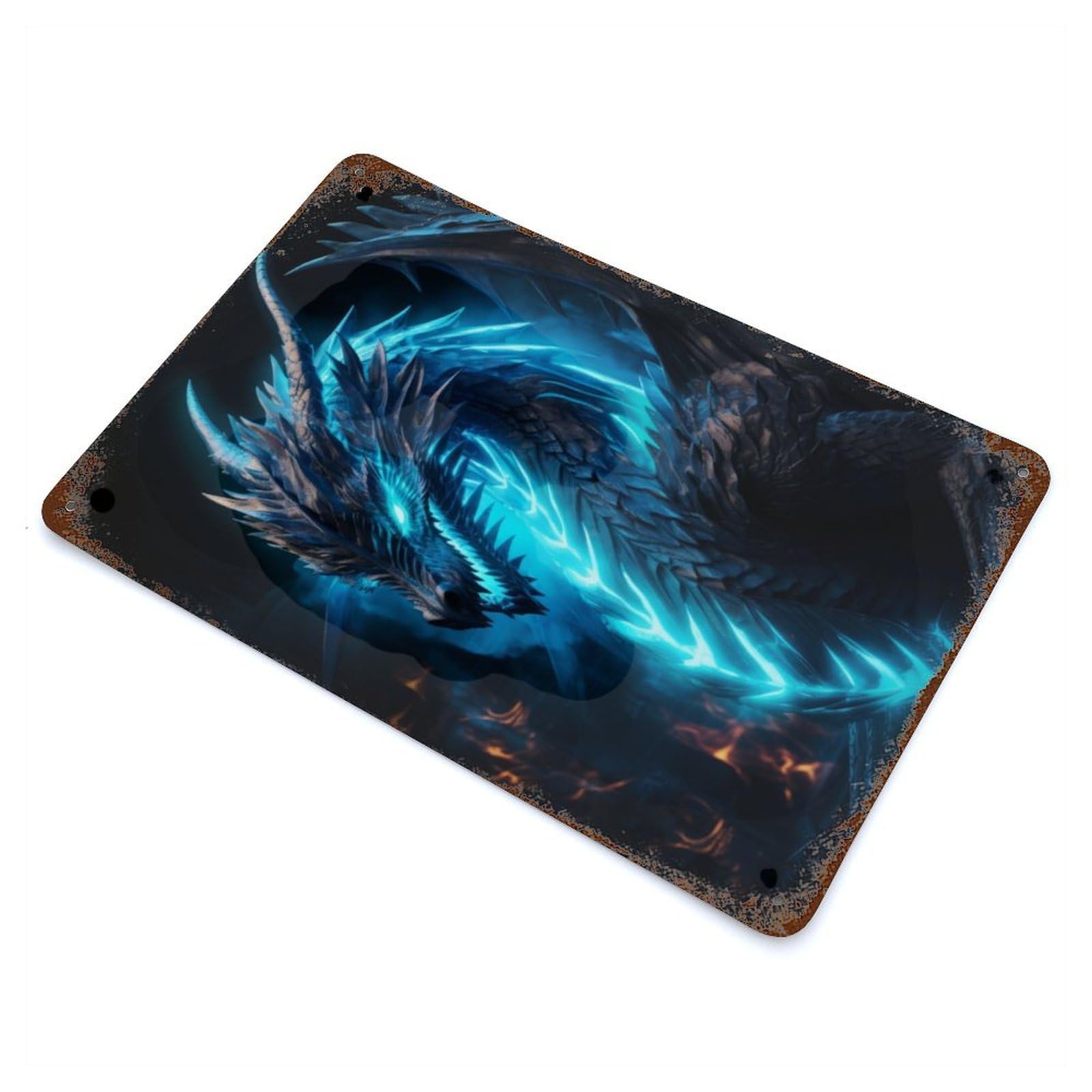 Neon Dragon Nebulae 11.8"x7.9" Decorative Tin Sign, Classic Wall Plaque for Cafe, Home Bar And Lounge Decor