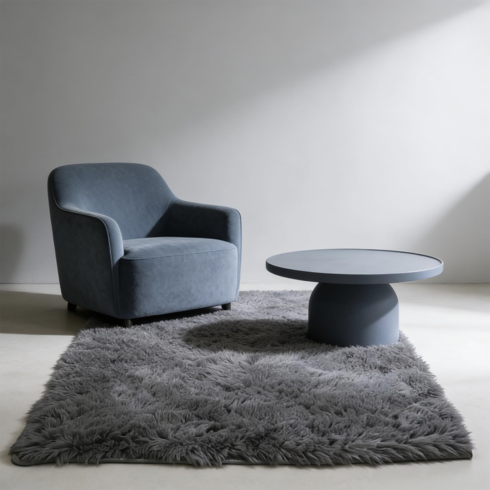 Tapis à poils longs gris 145x160 pour chambre et couloir