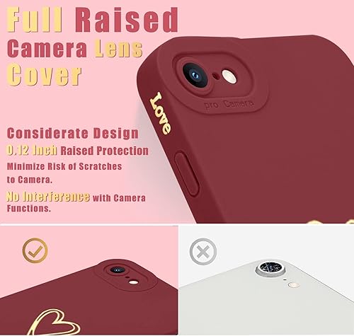 Miniatura 10 de Teageo Funda para iPhone SE 2022, SE 2020, iPhone 7, iPhone 8 para mujeres y niñas, bonita funda de lujo con forma de corazón protección completa de