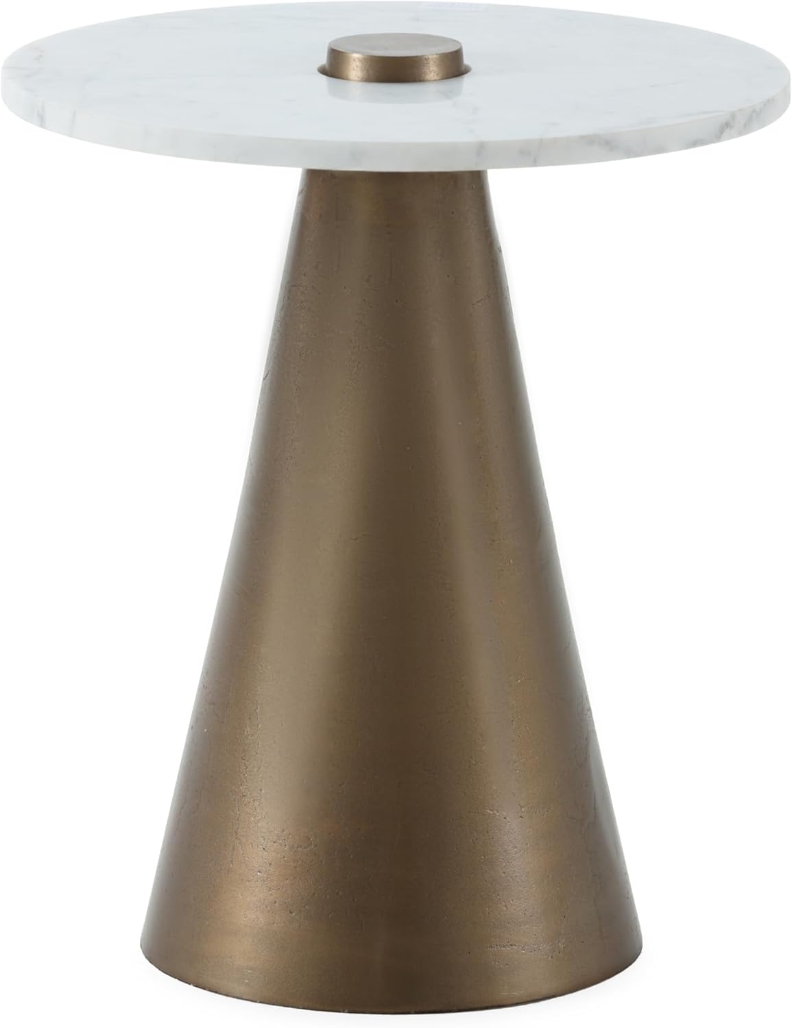 Mesa Auxiliar 45 x 45 x 52 Mármol Blanco Metal Dorado Antiguo