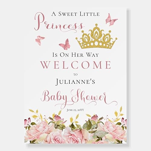 Miniatura 2 de RedTurtle Cartel de bienvenida personalizado con texto en inglés A Sweet Little Princess Is On Her Way (A Sweet Little Princess Is On Her Way)