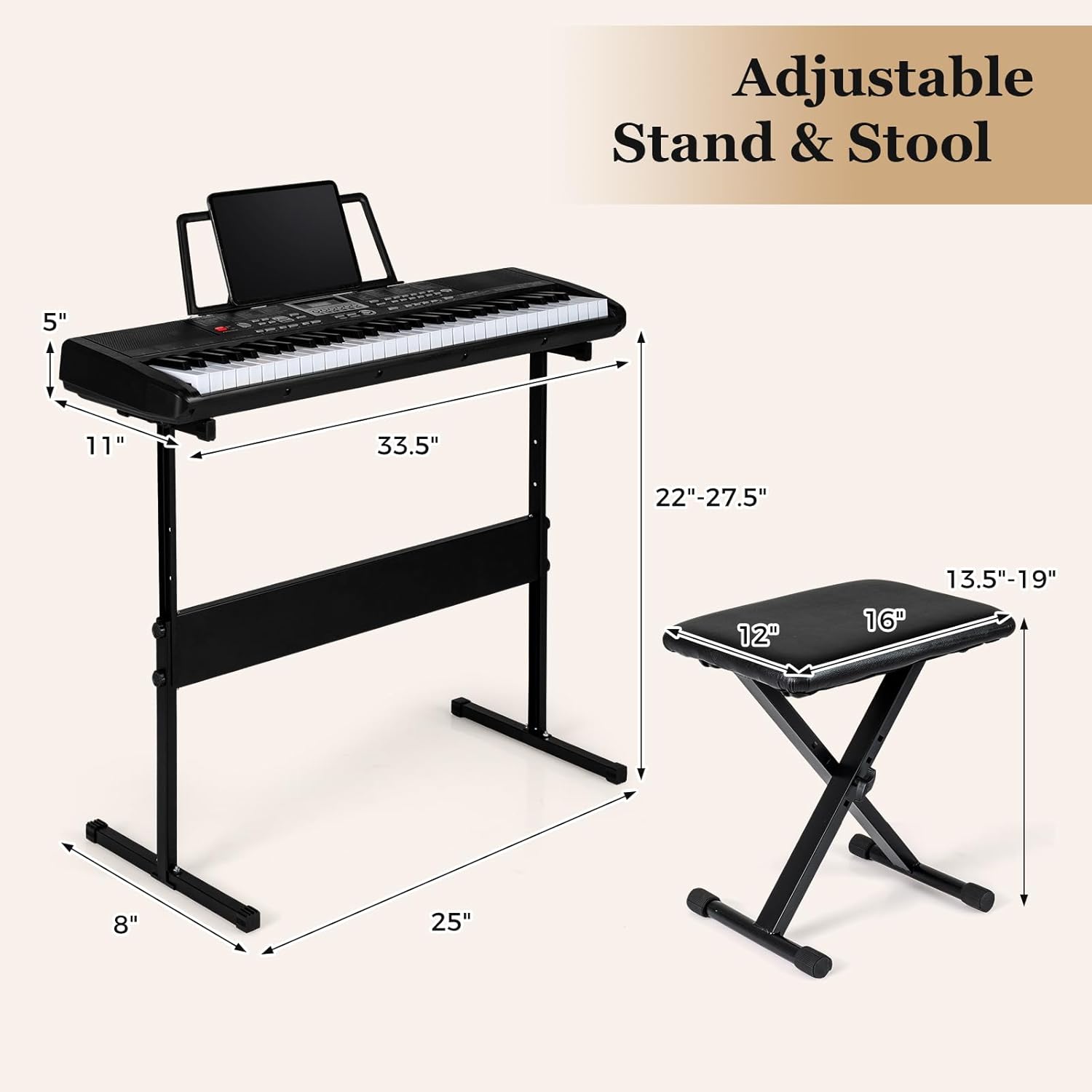 Image showing the keyboard powered by a power adapter or 4 AA batteries, emphasizing dual power options.