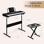 Costzon 61 Key Piano Clavier, Piano numérique électrique avec support & Banc, clés lumineuses, 200 Rythmes/Tonnes, Casques, Microphone, Sticker note, Piano Portable Clavier pour Débutants Adultes (Noir)