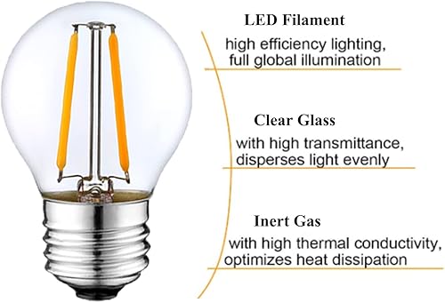 Miniatura 3 de Bombilla LED Globo Regulable de 2W Equivalente a 25 Vatios Bombilla E26 Blanco Cálido 2500K Bombilla Edison LED, Bombilla Decorativa Edison de