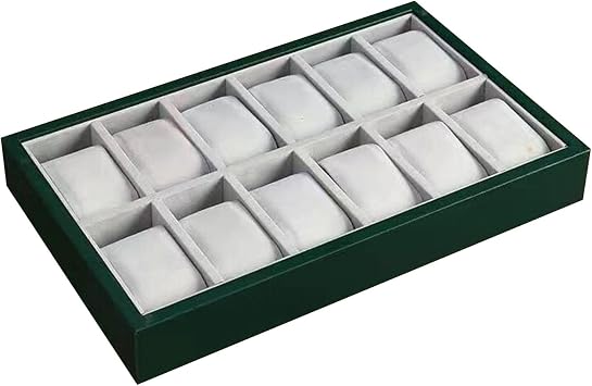 Velvet Watch Organizer Tray, Bracelet Pillows Stackable for Men and Women Bracelet Display Storage Case Jewelry Watch, 12Slot