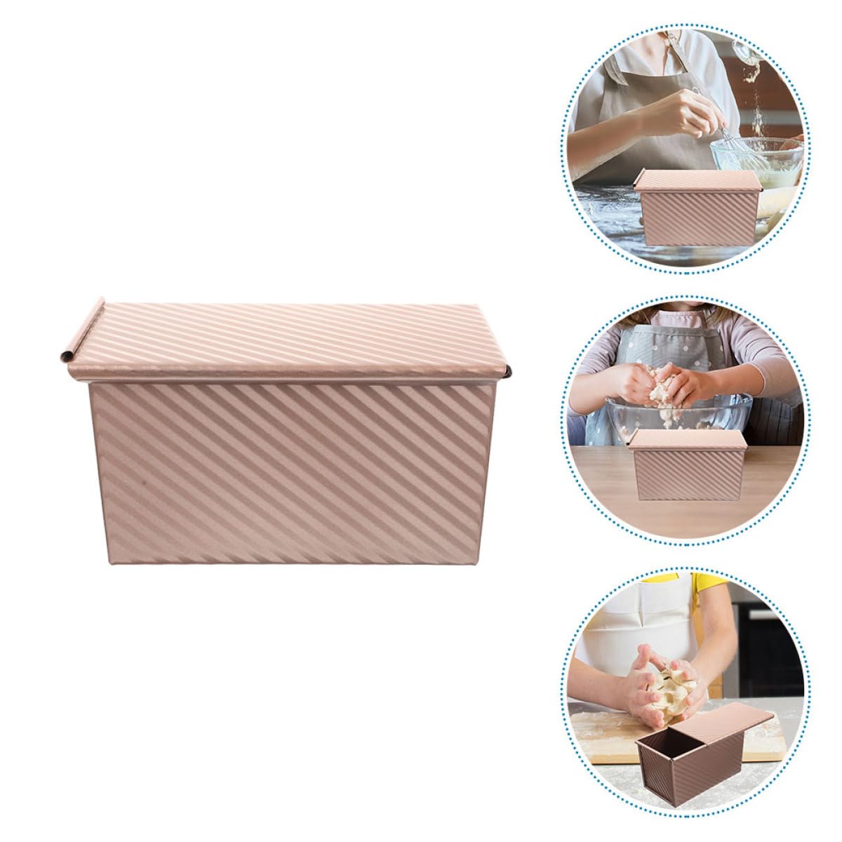 Molde Rectangular Recubrimiento Antiadherente para Hornear Pan de Acero al Carbono con Tapa, 2 Unidades y Fácil Limpieza para Cocina en Casa