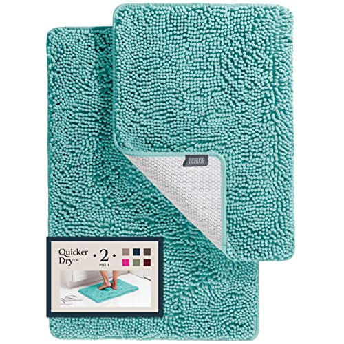 BELADOR Bathroom Rugs Sets 2 Piece - Plush Bath Mat Set Quick-Dry Soft Chenille Bathroom Mat with Rubber Backing, Absorbant Bathroom Rug Set, Washable Bath Rugs for Bathroom- Bath Mats 24x17 + 30x20