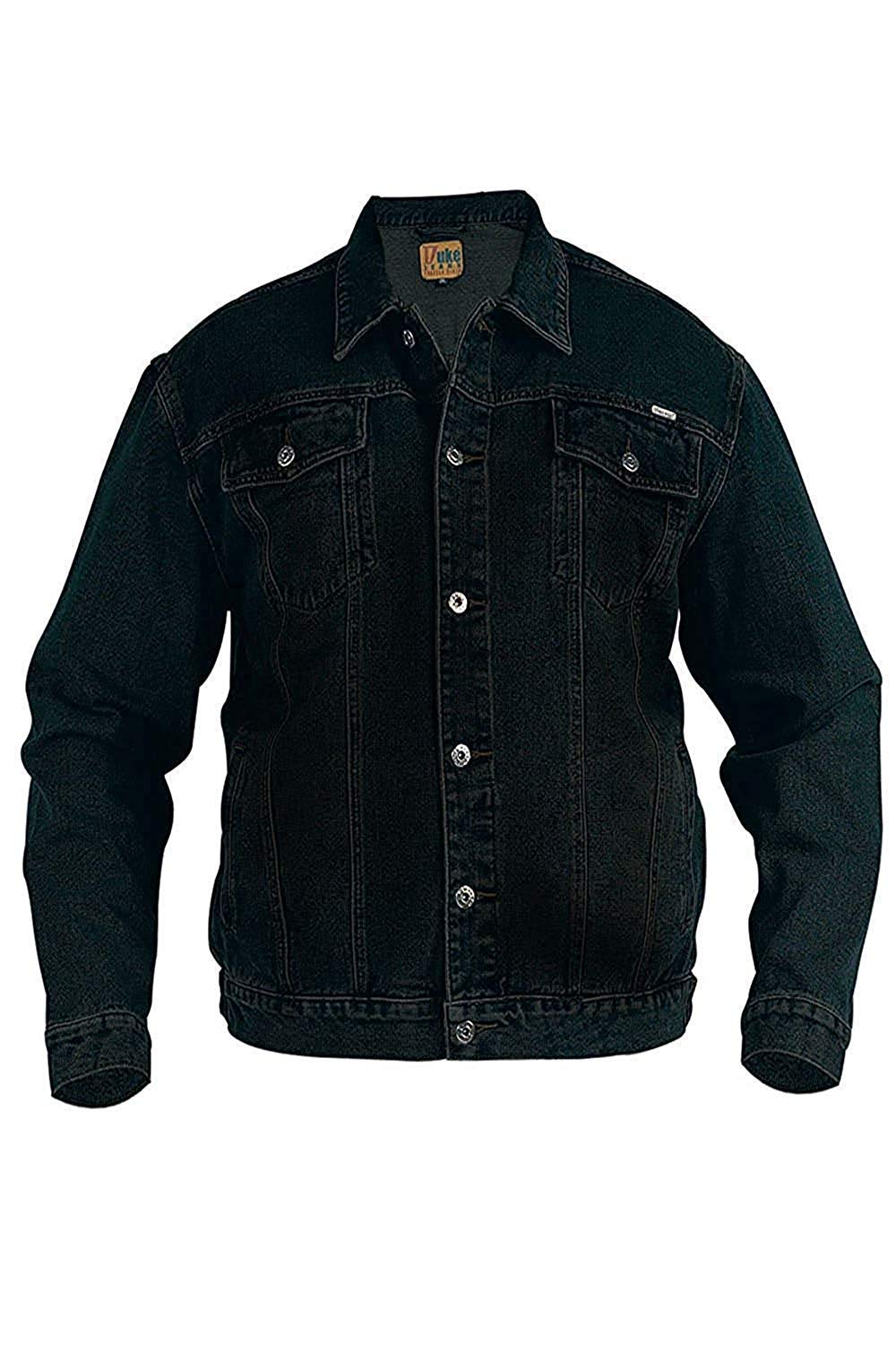 Duke KS1304 Trucker Mens Black Denim Jacket - Black - 6X Large