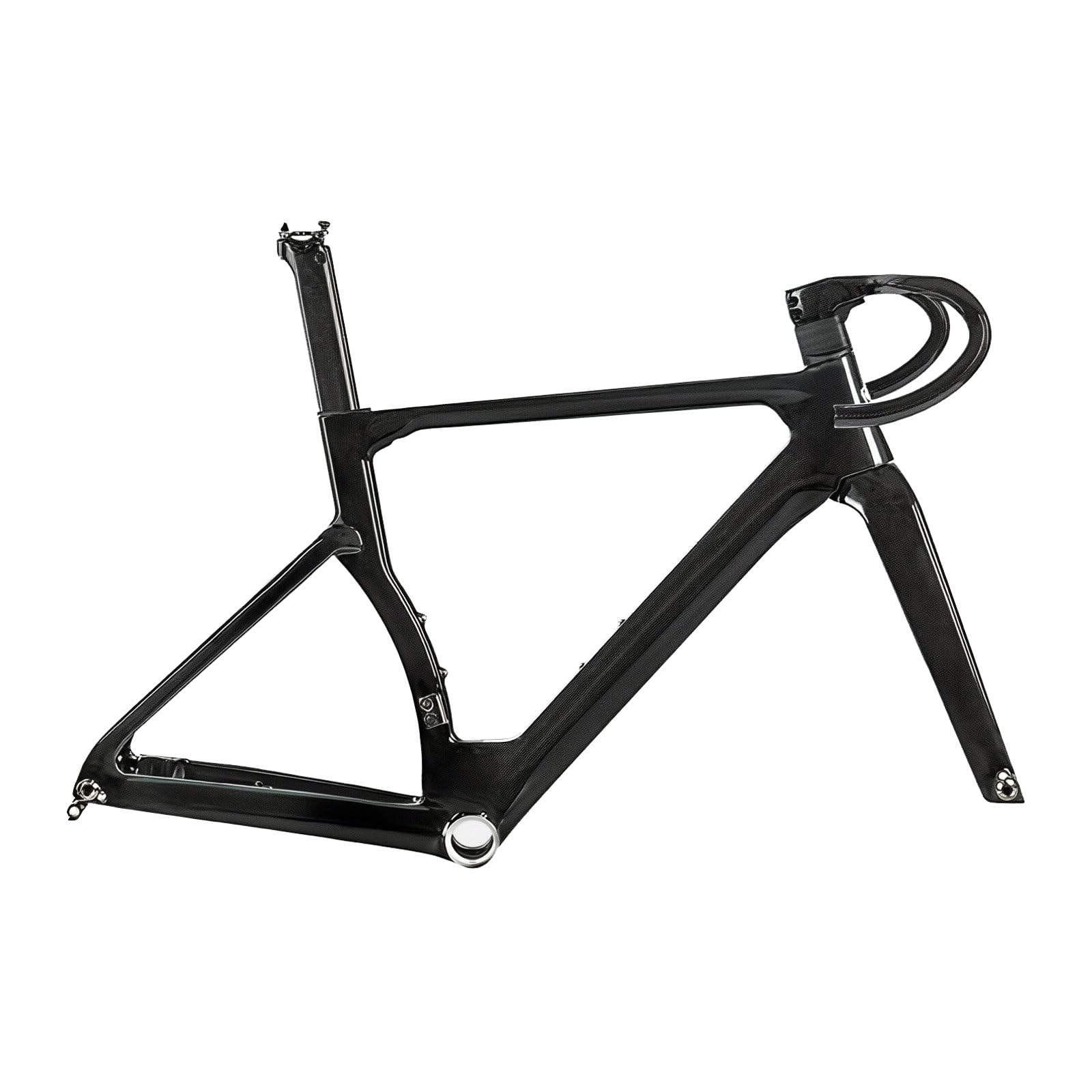 700C Road Bike Frameset 43.5/46/48/50/52/54cm Carbon Fiber Bikes Frame Breaking Wind Frame Disc Brake Racing Bike Frames F12*100MM R12*142mm Thru-Axle Frame with Fork and Handlebar(Svart,54CM)