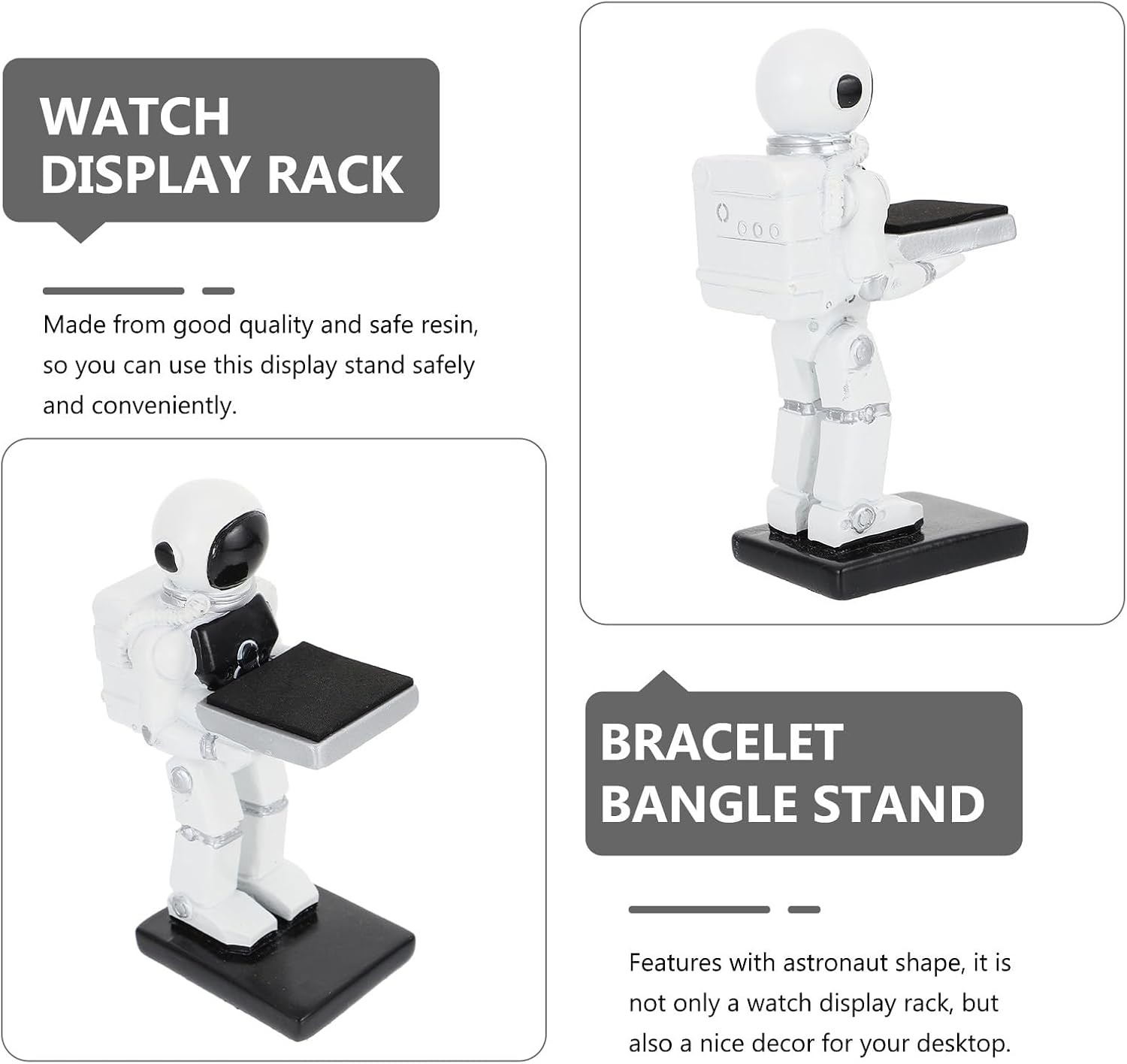 VICASKY Resin Watch Display Stand and Bracelet Organizer Base Astronaut Design White Watch Holder for Men Jewelry Showcase Desktop Storage Rack