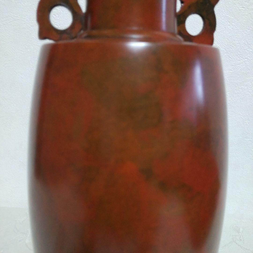 Amazon.co.jp: 高岡銅器朱銅 耳付き 花器 花瓶 花入れ 飾り壺