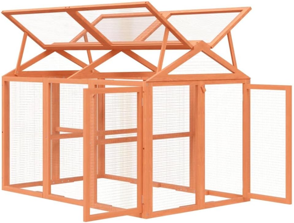 Large Outdoor Animal Run Box, Solid Pine Wood Pet Enclosure for Rabbits, Guinea Pigs, Small Pets, Weather-Resistant Garden Playpen with Wire Mesh