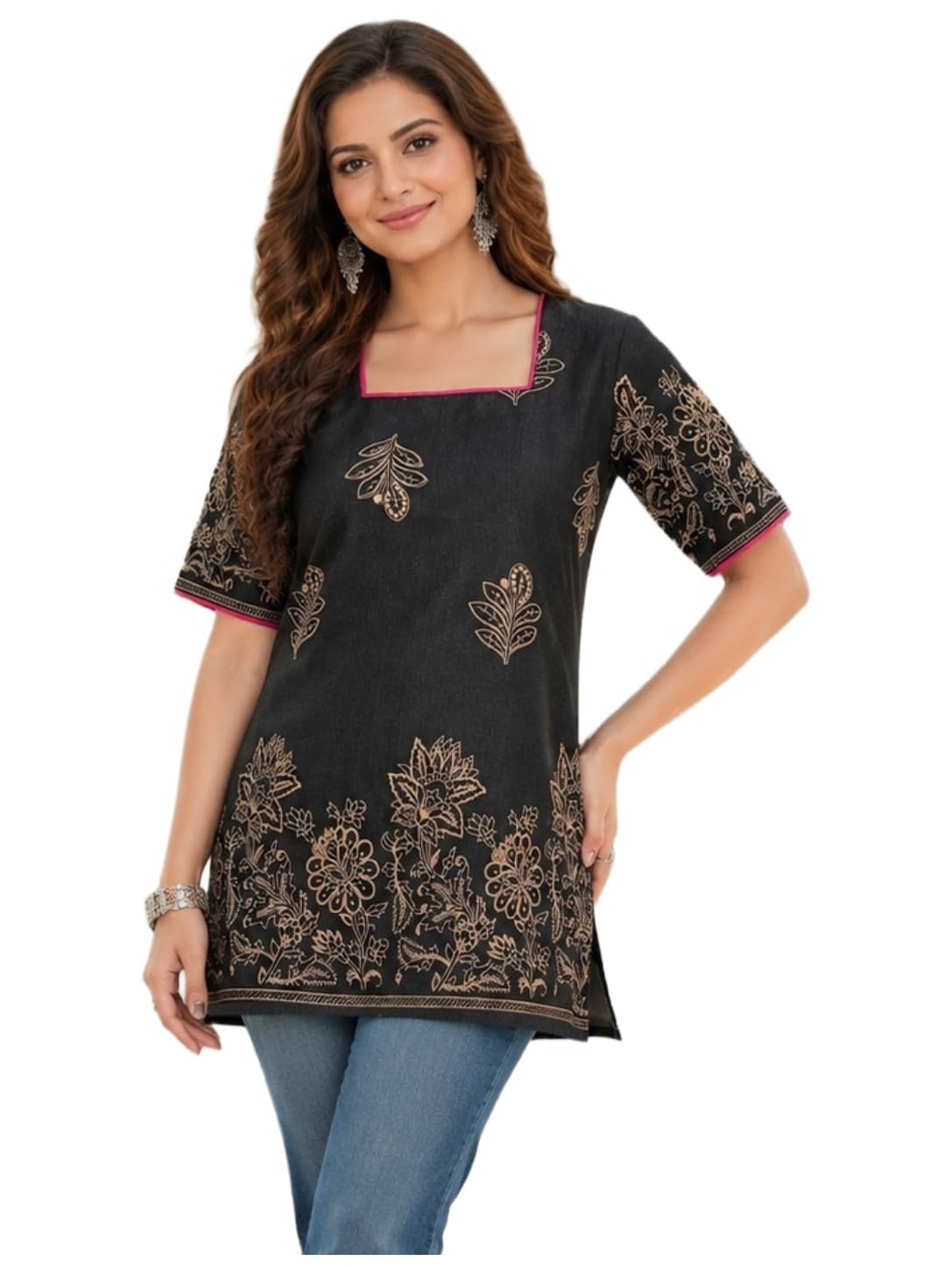 anni designer Cotton Short Kurti for Women | Stylish Kurti | Short Kurti Top | Casual Kurta for Women | Comfortable Cotton Kurtis for Womens-picture-3