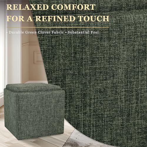 HomePop Home Decor Storage Ottoman with Tray Top|Upholstered Modern Square Storage Ottoman with Storage for Living Room & Bedroom, Green Clover Fabric by HomePop - Image 2