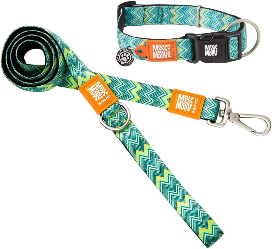 Max & Molly Classic Dog Lead and Collar, 4FT Neoprene Padded Leash, Waterproof & Machine Washable Leash and Comfortable Padded Neoprene Dog Collar with Smart-ID Tag for Small Dogs