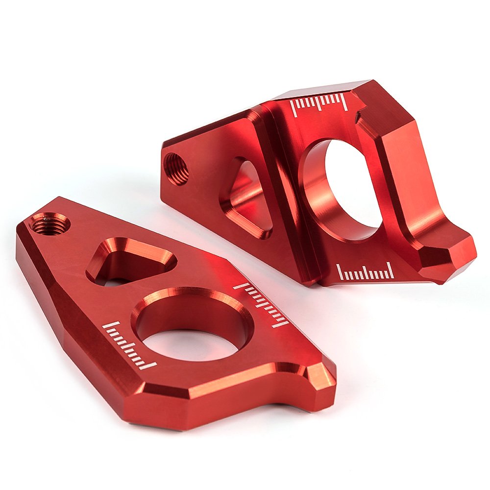 CNC Aluminum Rear Axle Chain Adjuster Blocks - For Yamaha TMAX 530, YZF-R1, FZ1, FZ8 Motorcycles (2005-2015 Models)