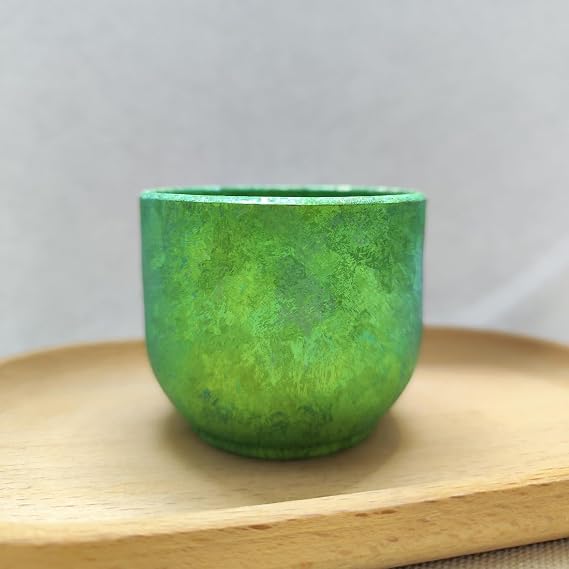 100ml / 3.4oz Titanium Tea Cup Double-Walled Hot Tea Mug Camping Sake Cup Lightweight (45g) Travel Cup Durable Teaware for Hiking Backpacking Home used, Gift RT080T (Green)