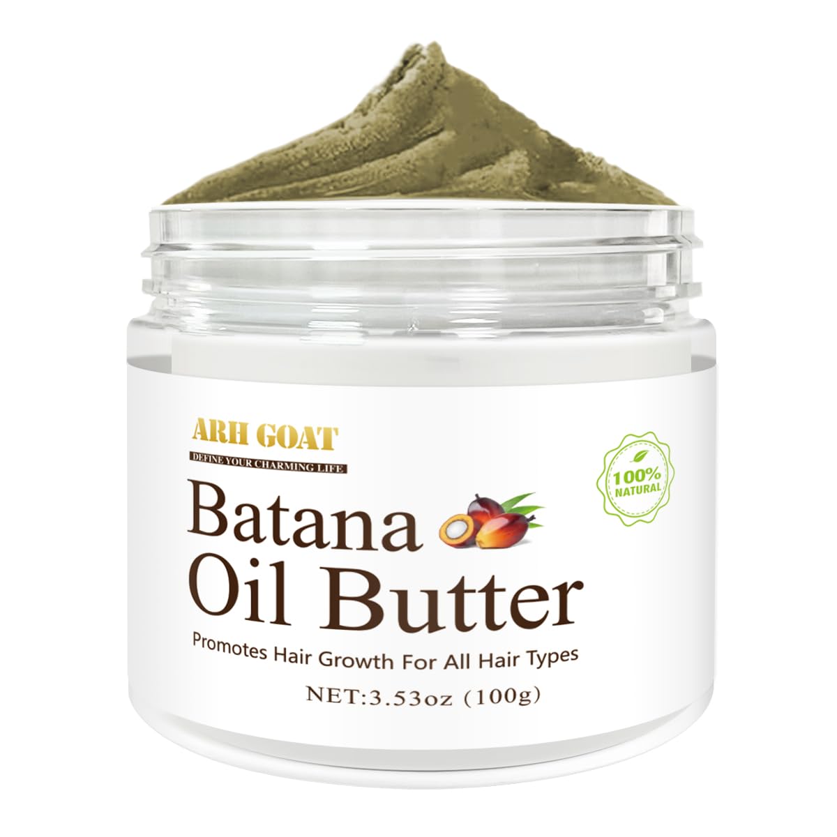 ARHGOAT Batana Oil - Promotes Hair Growth, 100% Natural Ingredients Pure raw Batana Butter for Women & Men - 3.53 oz, Strengthen Hair & Scalp
