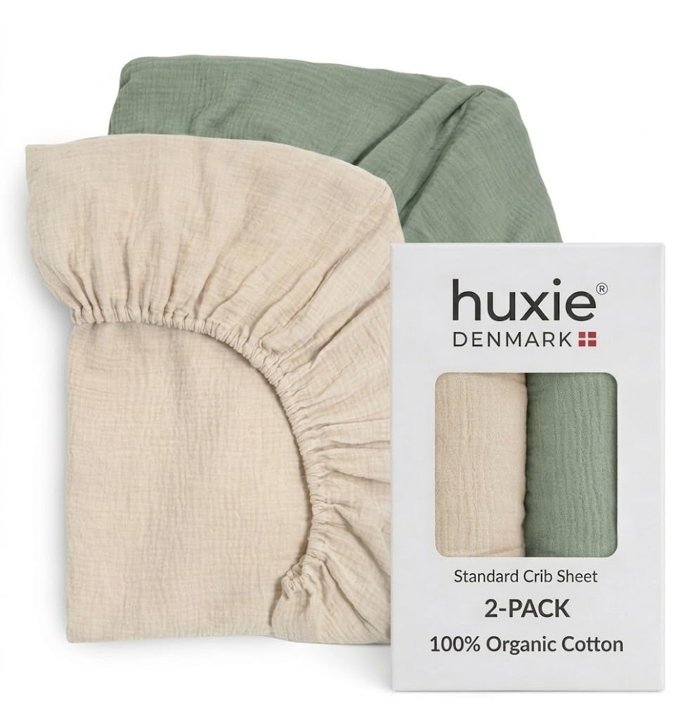 Huxie Crib Sheet Fog Roman Green