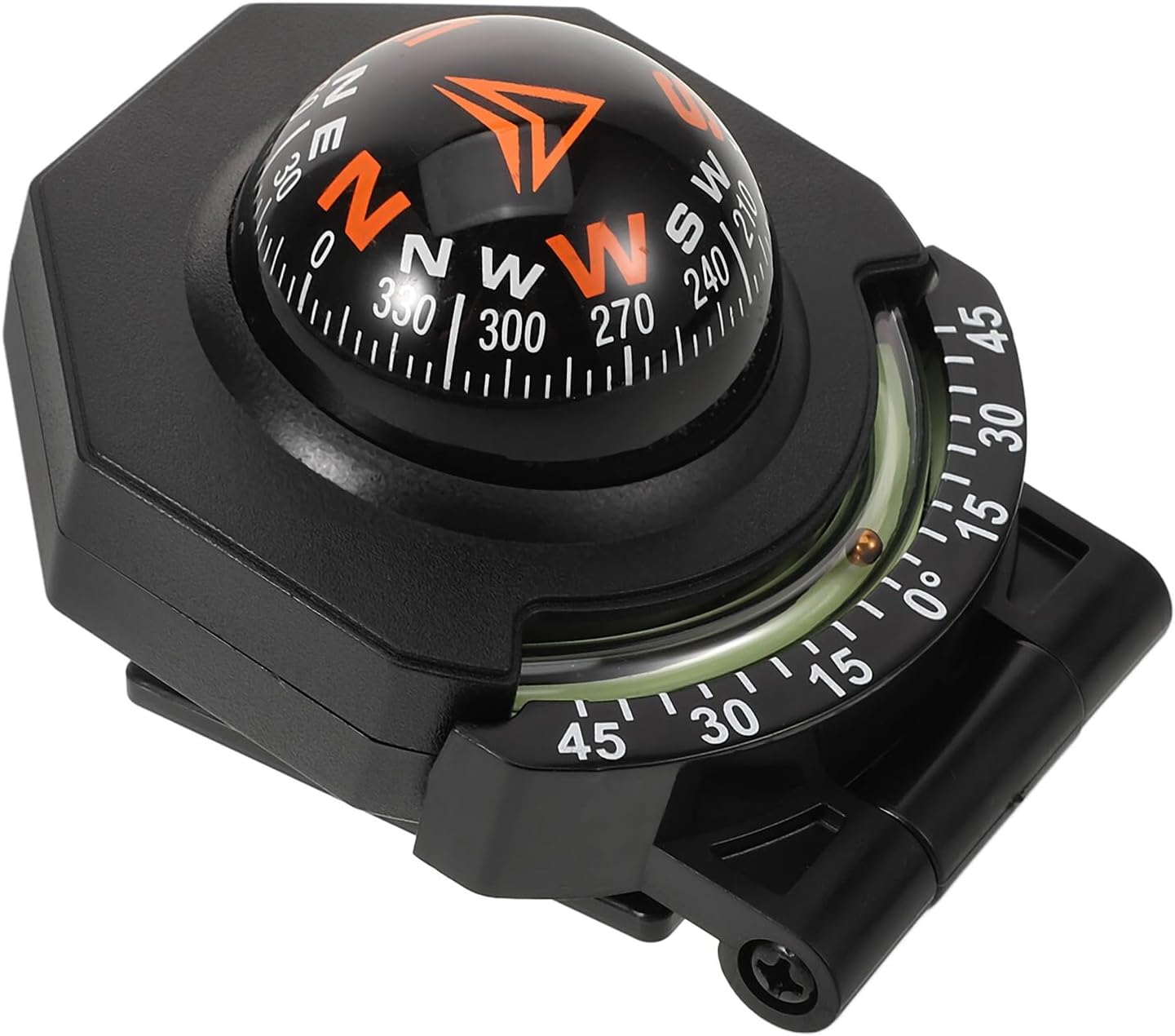 Automotive Compass Ball Car Dash Compass with Slope Meter Foldable High-Accuracy Directional Tool for Vehicle Interior and Marine Use