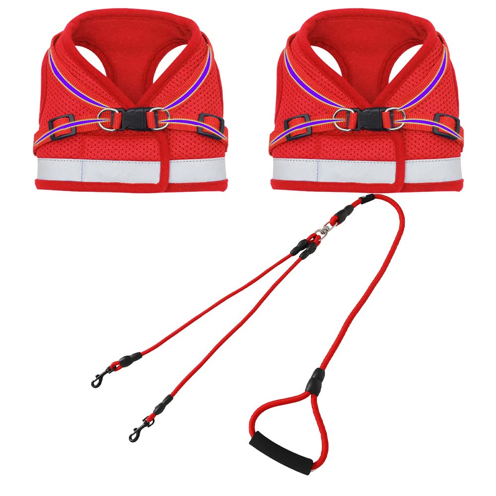 Kuber Industries 1 double Hook leash & 2 Dog Chest Harness with Nylon Leash I Strong Dog Rope Leash with Padded Handle | Adjustable Soft Padded and Breathable Dog Vest for Easy Control (Red, XL) (B0C3ZTZMG6) Amazon Price History, Amazon Price Tracker