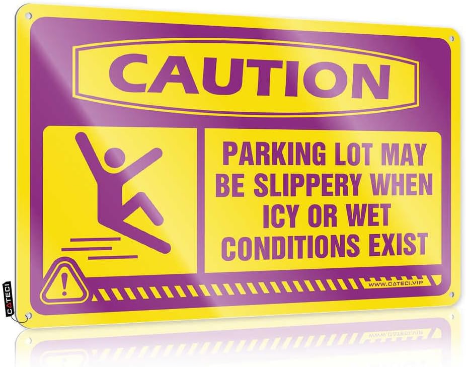Sign Decorative Bar Rust-proof & Scandinavian Decor Vintage Tin - Caution Parking Lot May Be Slippery When Icy Or Wet Conditions Exist For Therapy Office Decor For | 列: Funny