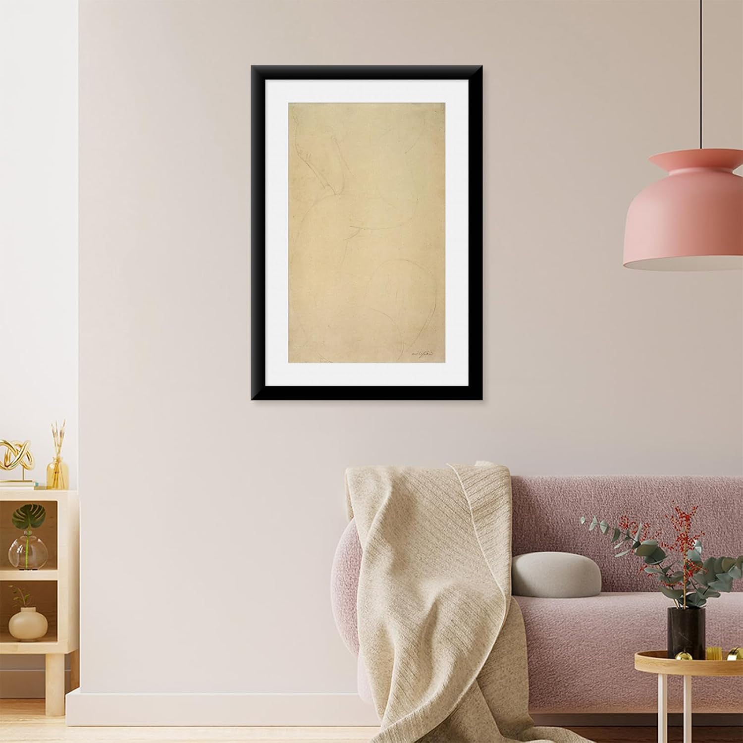 Caryatid Graphite Drawing by Amedeo Modigliani, Framed Wall Art Print, Museum, Framed Square Small