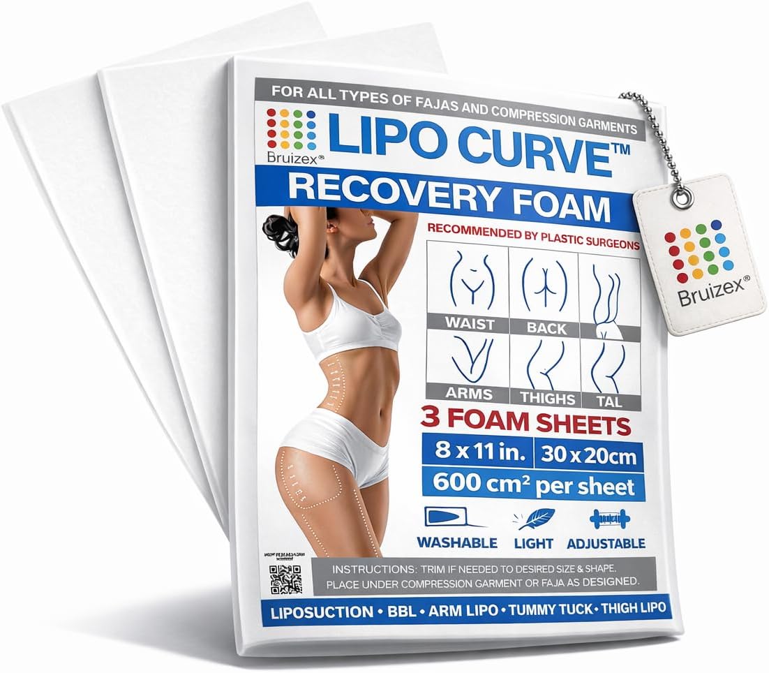 Bruizex Lipo Foam Post Surgery Pads, Liposuction Recovery Foam Boards, Compatable with Compression Garment Sheets, Faja, Abdominal Binder, Waist Trainer, Belly Wrap, BBL Pillow, 3-Pack