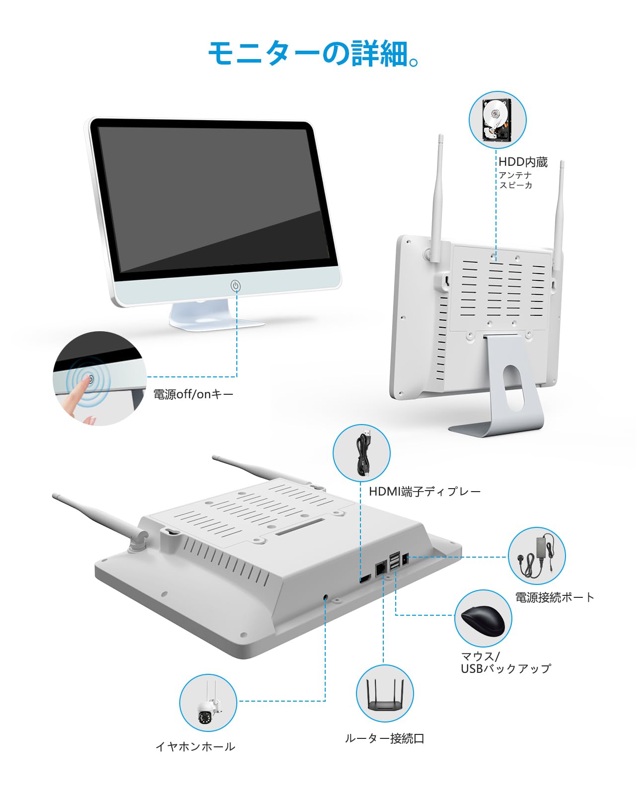 Amazon.co.jp: 防犯カメラ用モニター 16インチ IPS液晶パネル 500万