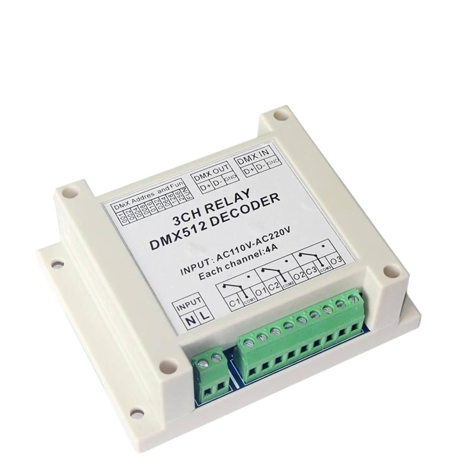 1 Piece AC110-220V Controller decoder RGB Led Light Strip DMX-RELAY-3CH/4CH-220 DMX512 Relay for LED Lights (Color : DMX-RELAY-4CH-220)