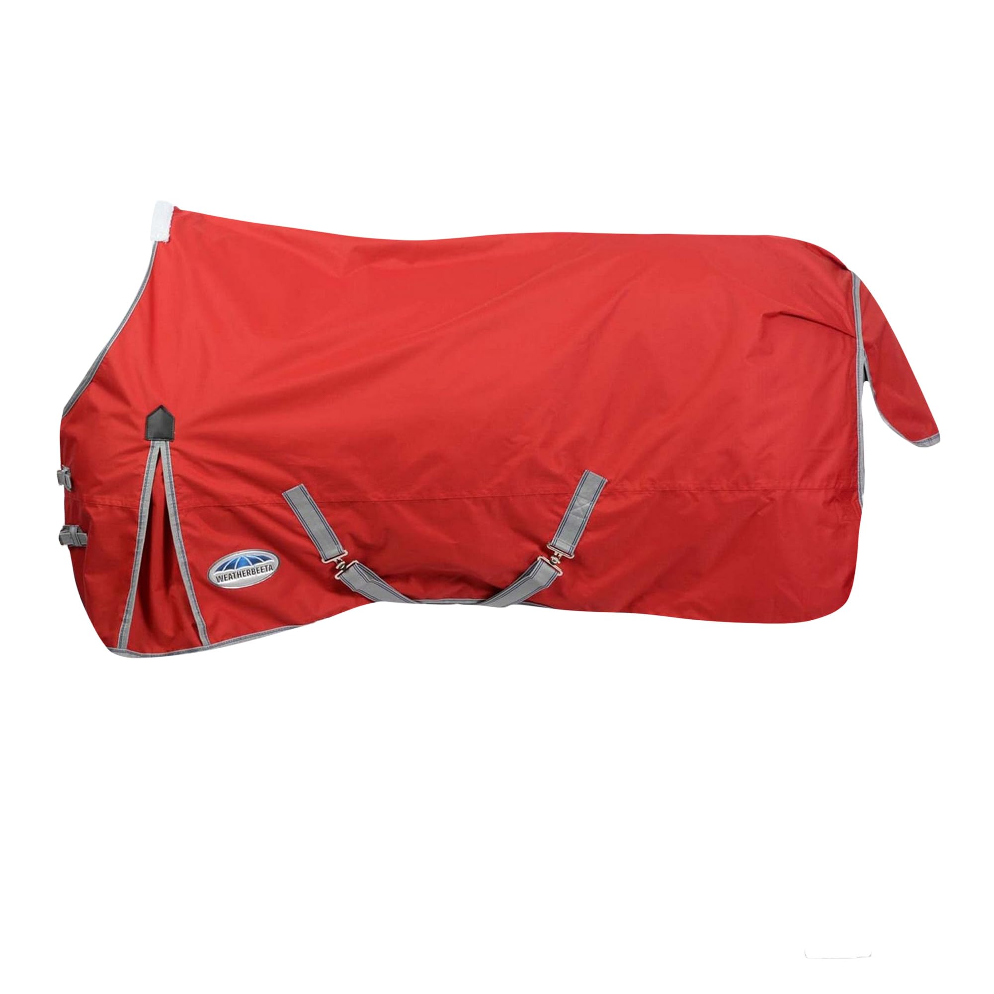 WeatherBeeta ComFiTec Classic Standard Neck Medium/Lite Horse Turnout Rug, Red/Silver/Navy, 6'9