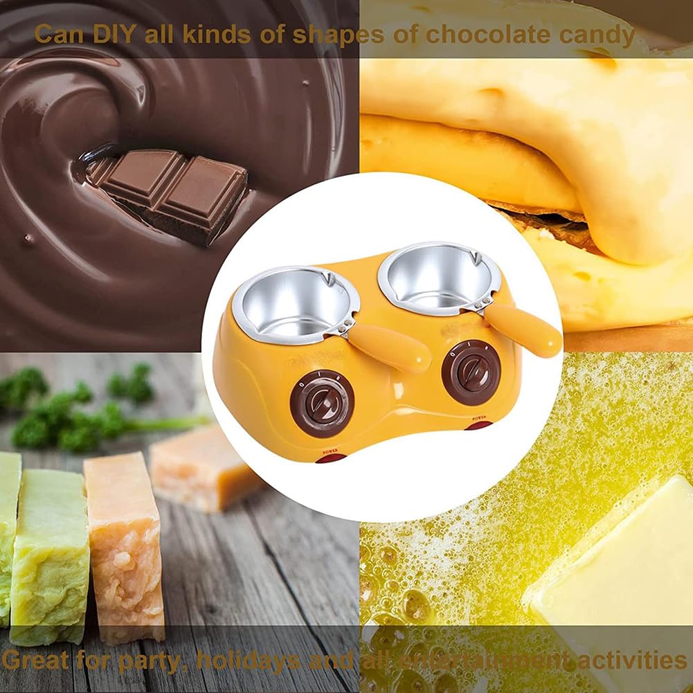 Ensemble à Double Fondue Au Chocolat, Machine à Tempérer Le Chocolat, Fondoir Au Chocolat, Fondue Au Chocolat électrique, Mini Machine à Fondue avec Double Fondoir pour Chocolat Au Lait, Fromage