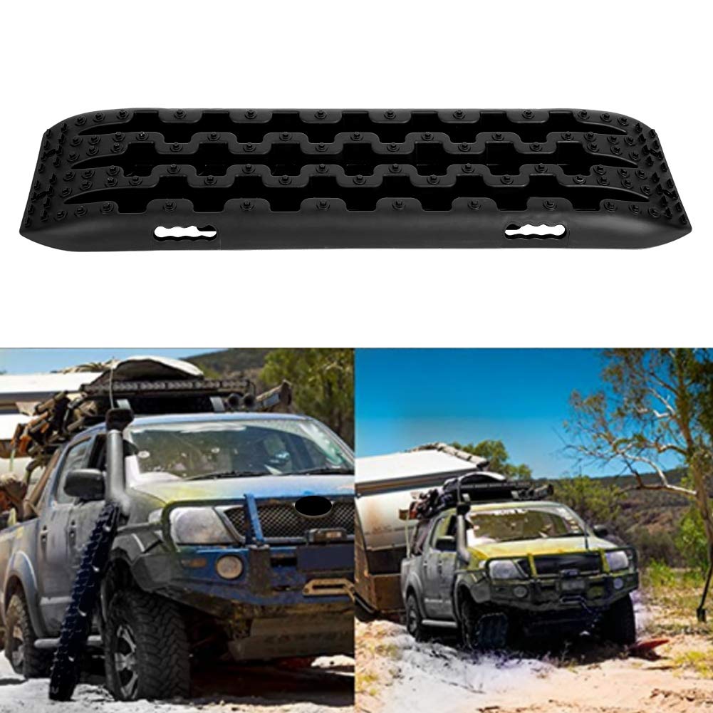 Anfahrhilfe Wohnmobil, Recovery Tracks 4x4 Off Road Traktion Boards Sand/Schlamm/Schnee 10T Gripmatte Schlamm Sand Schnee Reifenleiter 2 Stücke für Geländewagen PKW LKW Schwarz