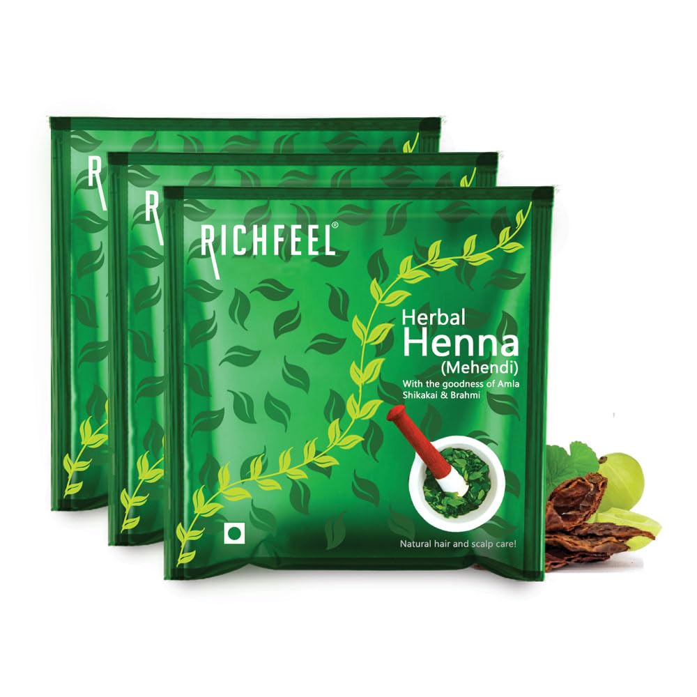 Richfeel Heena Mehendi Powder| Natural Hair Color and Conditioning with the goodness of Amla, Shikakai & Brahmi | 100 g (Pack of 4)-picture-54