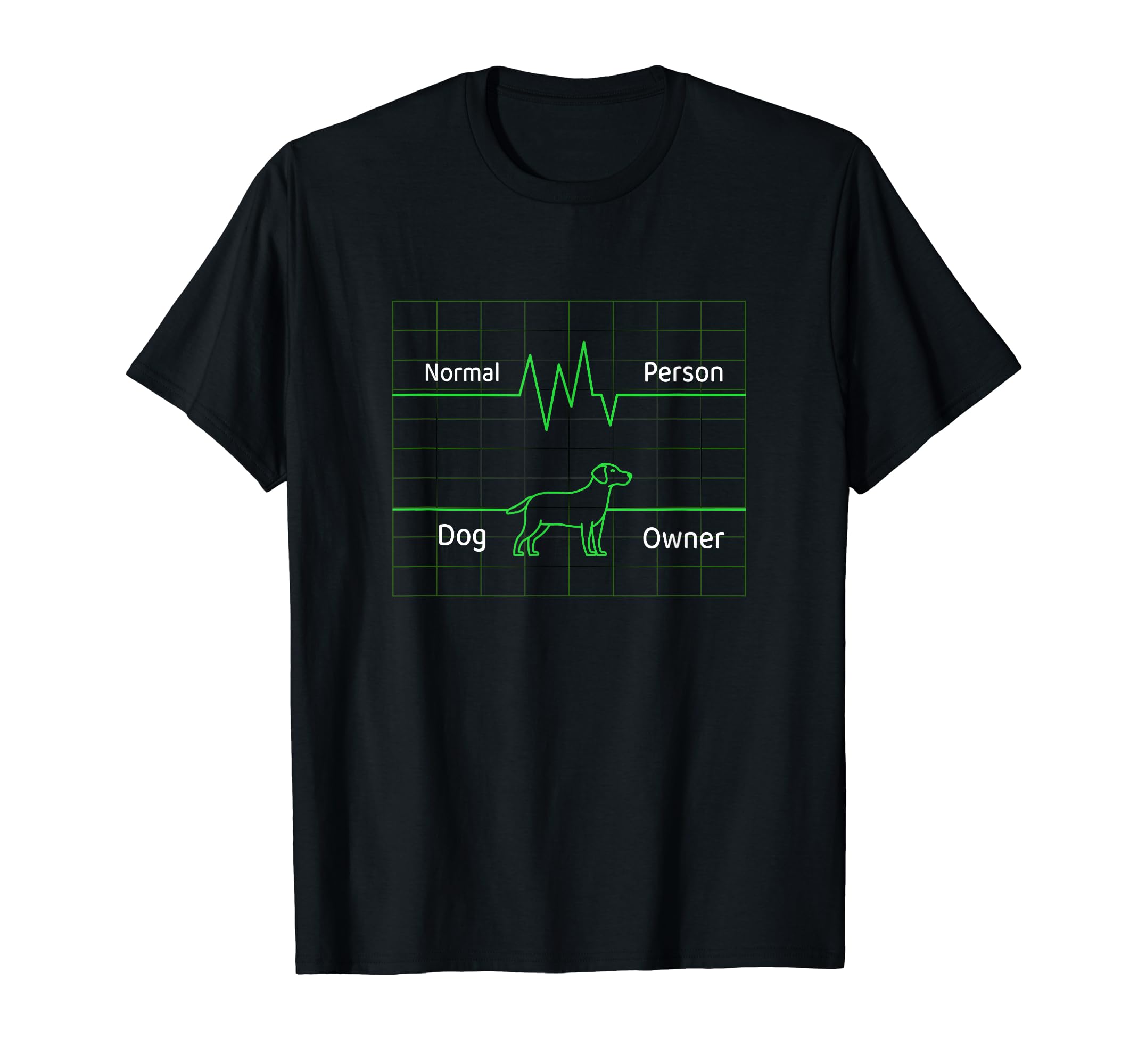 Dog Owner Heartbeat Line Normal Person Design T-Shirt, Black