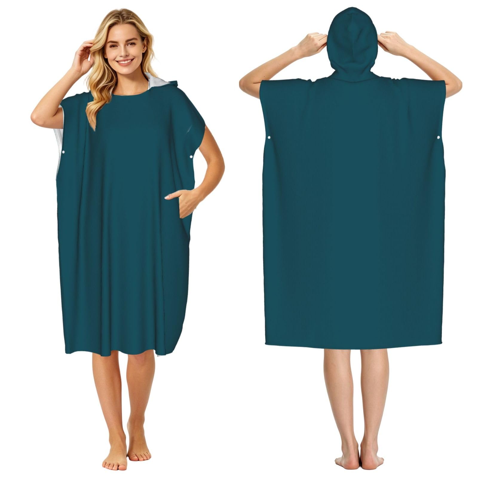 DTHKJNLSF Peacock Green Adult Hooded Beach Poncho Towel