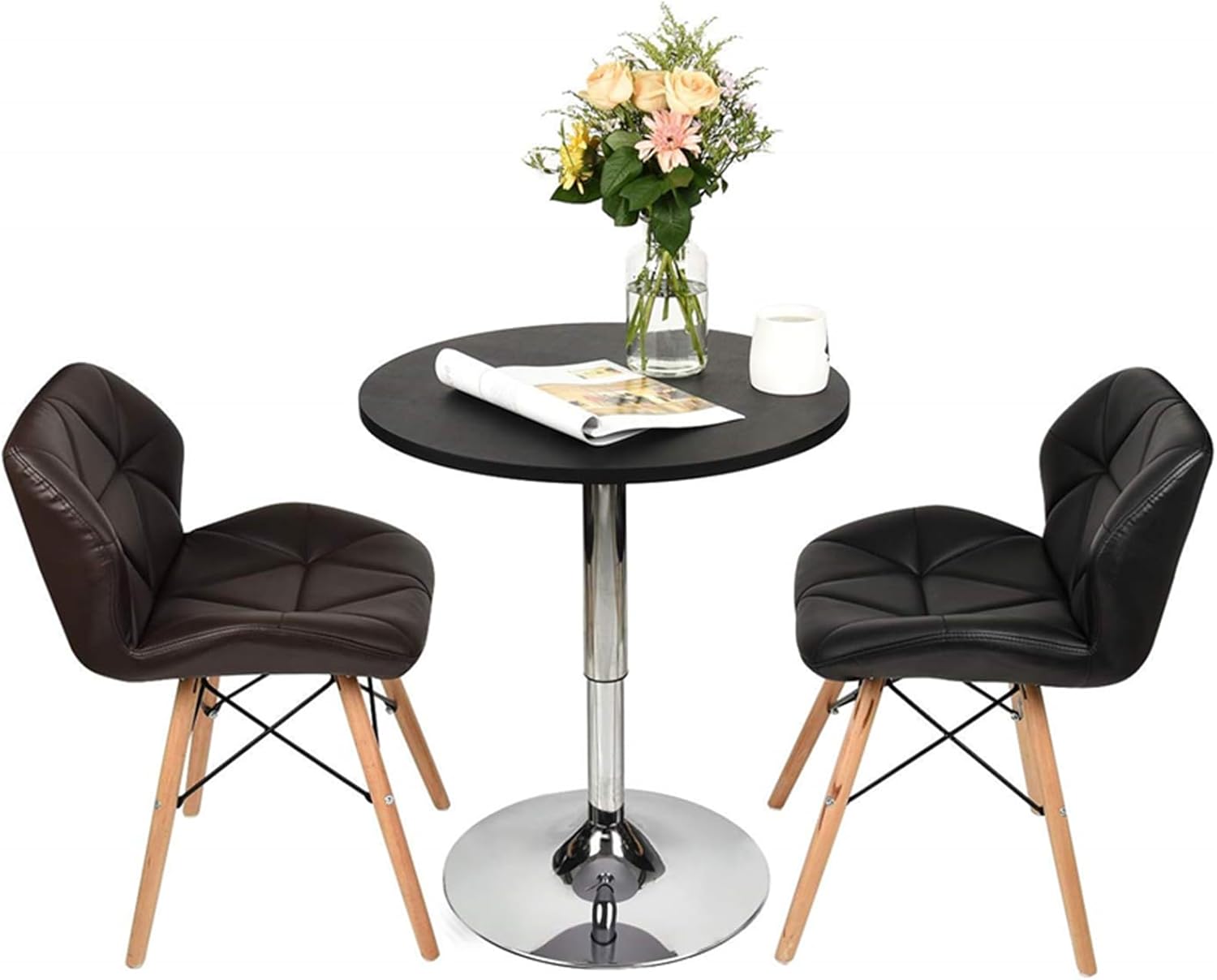 ARTETHYS Bar Table Adjustable Height Swivel 360 Degrees Round Tall Cpunter Height Pub Desk Black