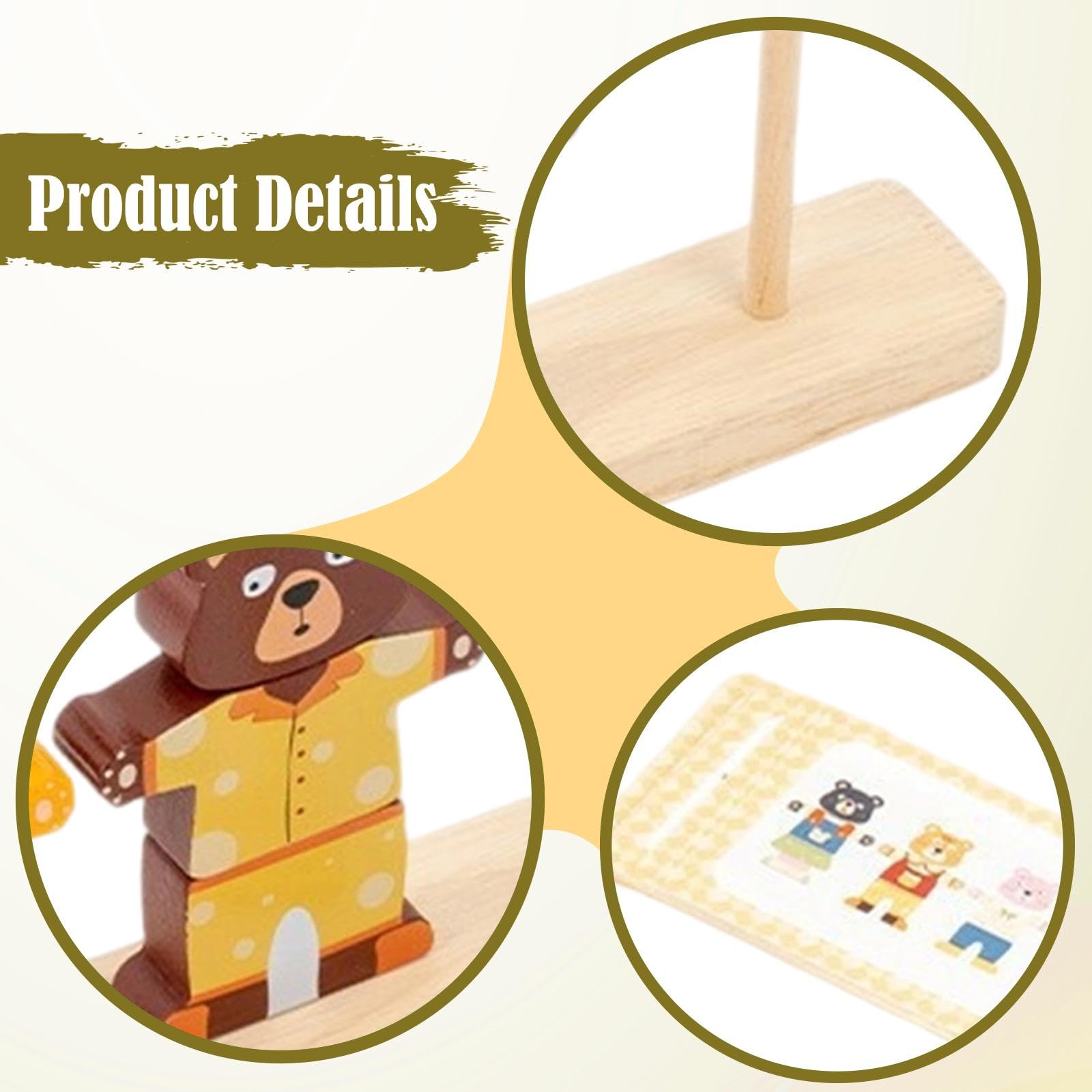 Gioco di Abbinamento di Abiti per Bambini, Perline di Legno, Set di Sequenze.