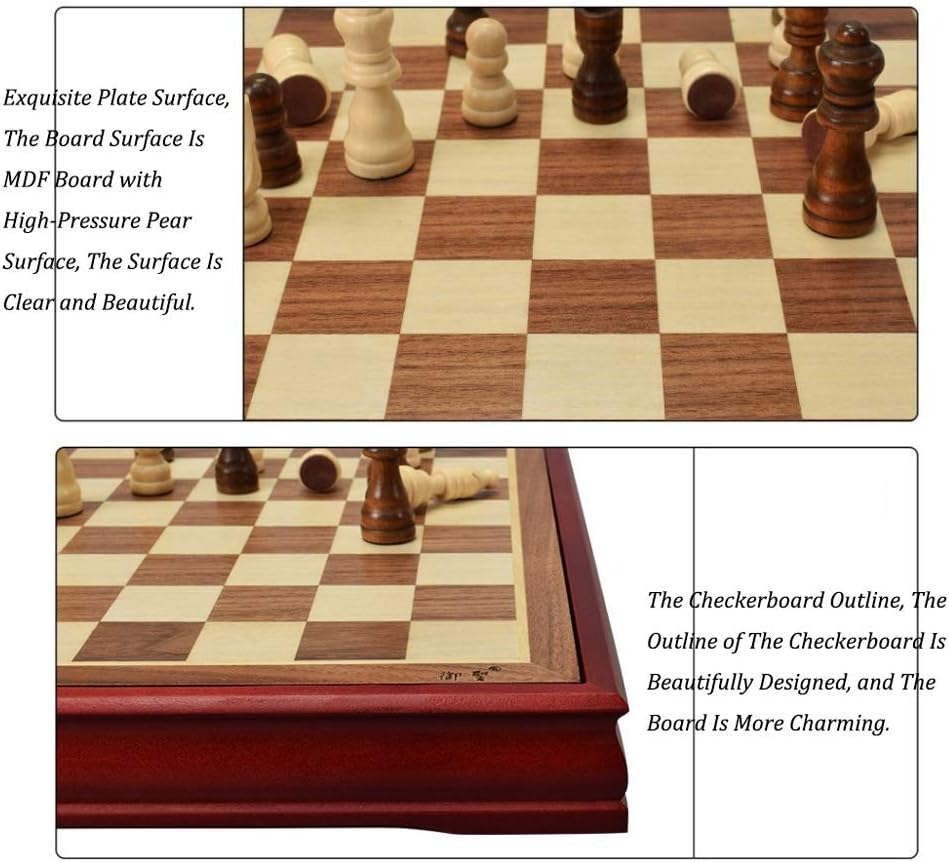 Checkers Backgammon Travel Wooden Wood Chess Pieces Chess Set (Size : 30304cm) (45 * 45 * 6cm)