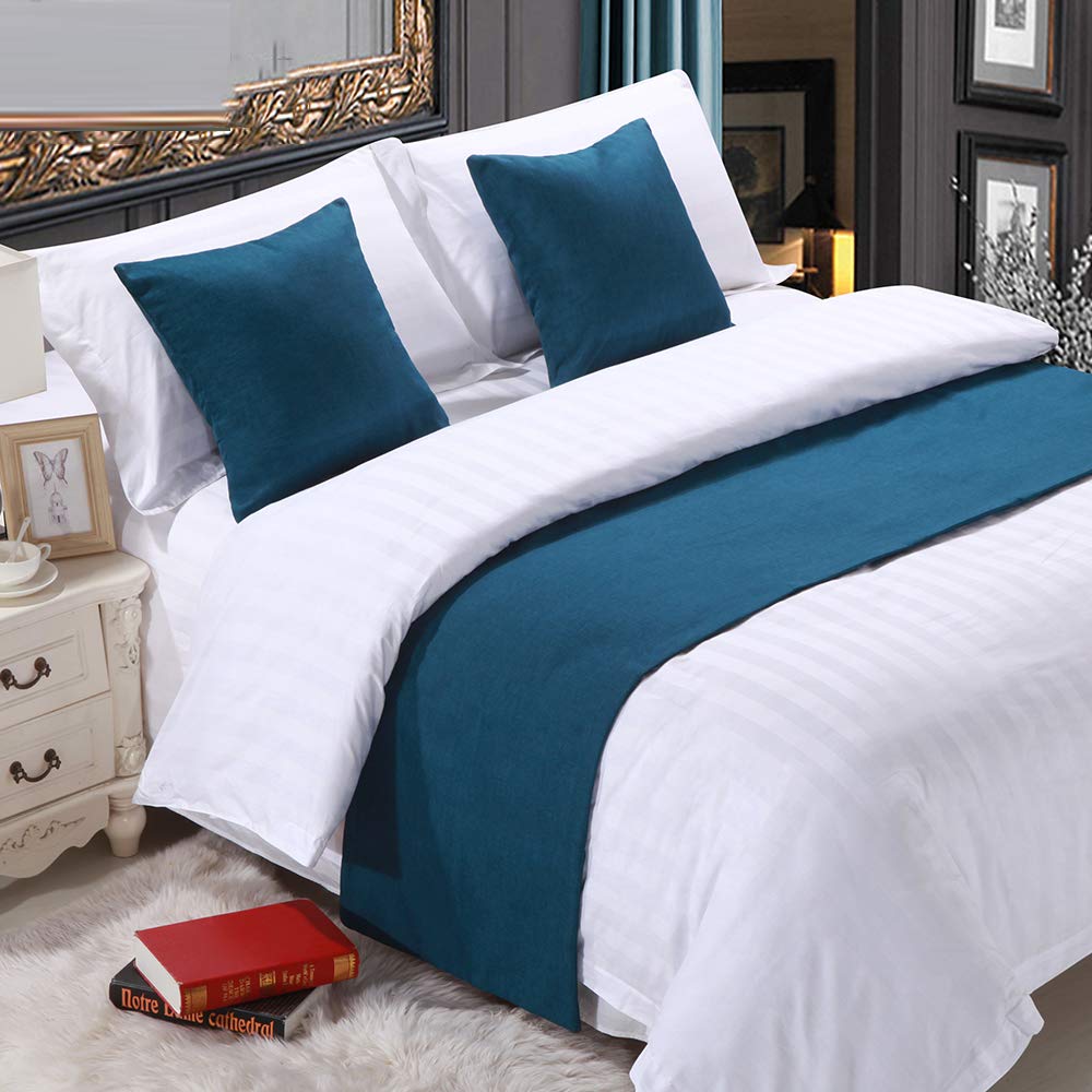 BAMCQ Bed Runner bed runners Hotel bedding premium bed scarf bed flag bed tail pad bed cover bed tail trim blue_50x210cm (1.5m bed)