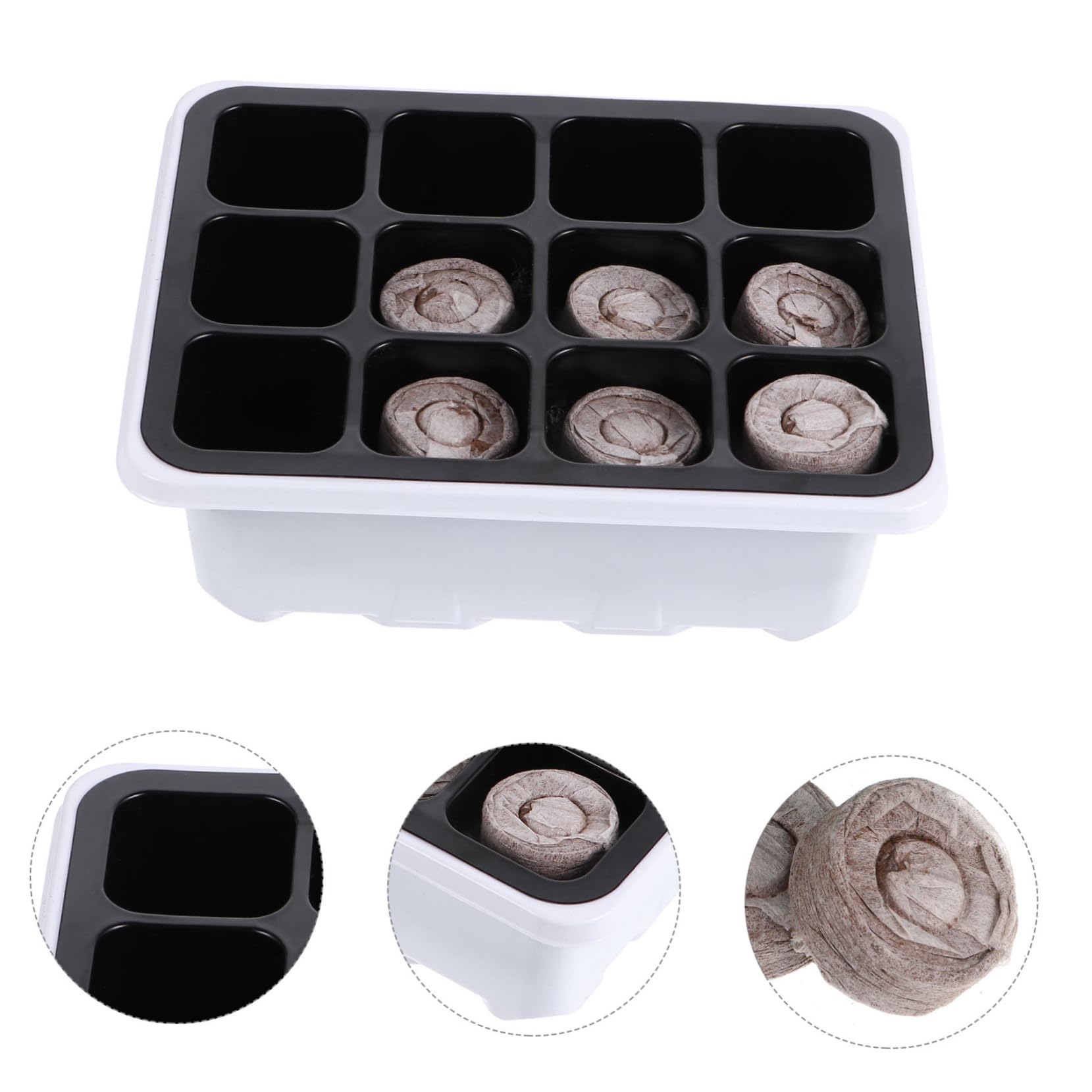 Kisangel 3 Juegos Caja De Vivero Bloque De Vivero Invernadero Drenaje Cuadrado Macetas De Germinación Cubo Alimentos De Origen Vegetal Aire Cúpula Plantas Mini El Plastico 12 Uds * 3