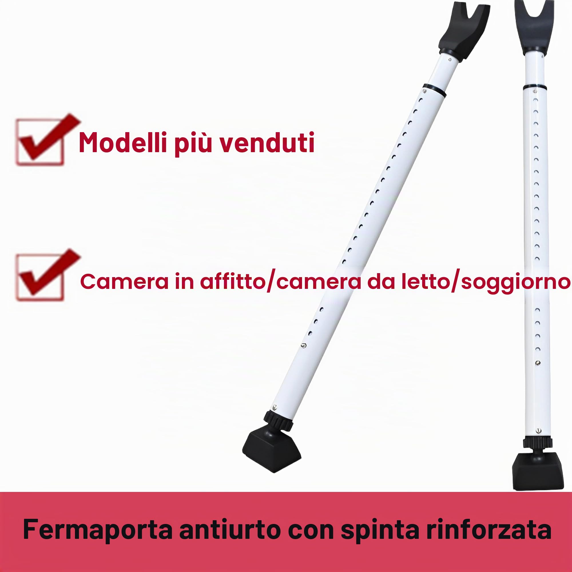Palo Della Porta Superiore Resistente, Blocca Porta, Blocca Porta Antintrusione, Chiavistello, Regolazione Telescopica, Antiscivolo e Anti-Collisione, Adatta a Varie Porte In Hotel,Uffici e Case