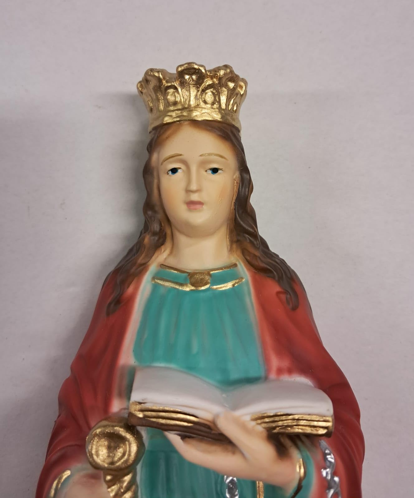 Generico ArteSacraCaravaggio Statua di Santa Dymphna cm 30 (11,81 inches) in marmo resina piena decorata a mano di produzione artigianale italiana