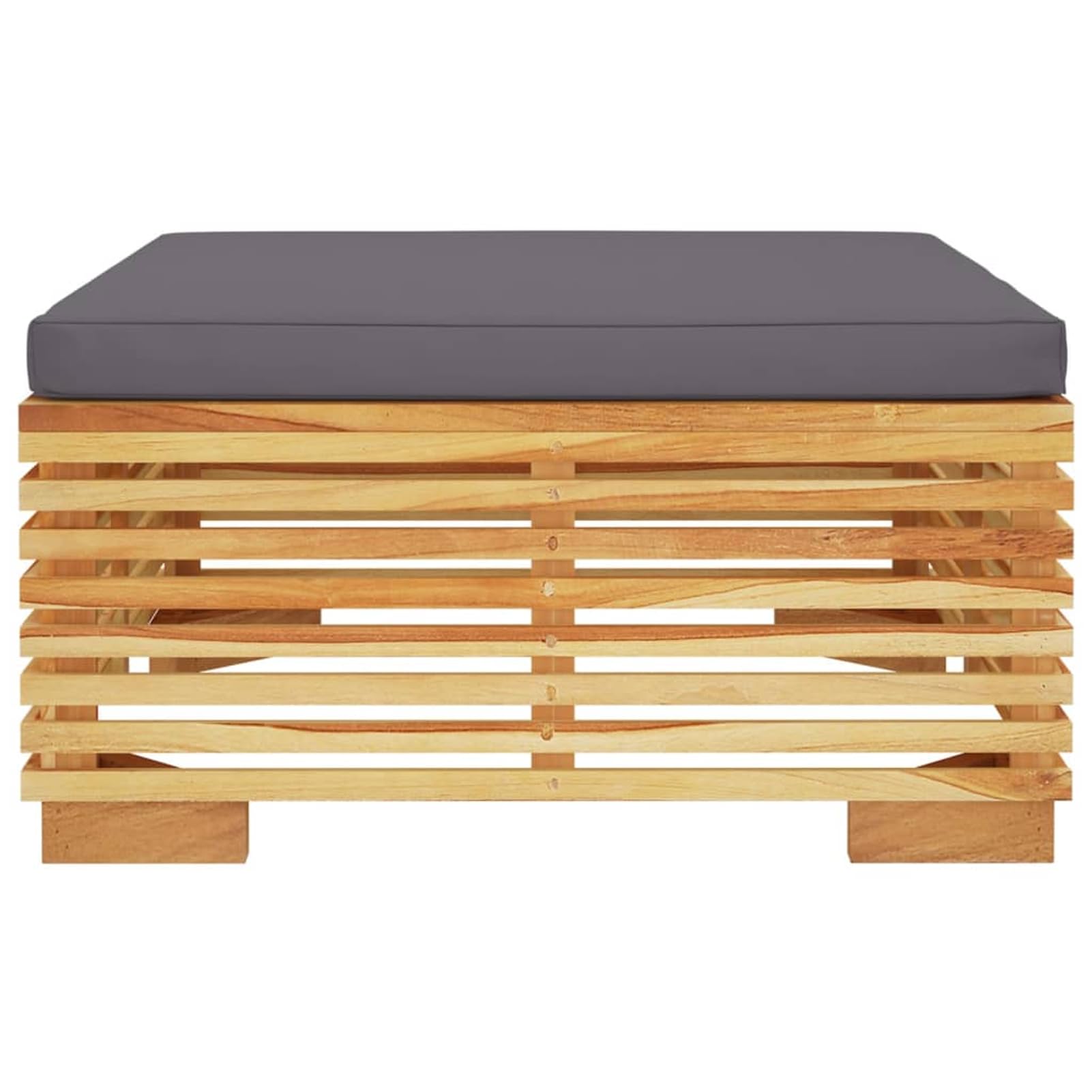Sgabello da giardino con cuscino grigio scuro, in legno massiccio teak, set di mobili da giardino, set di mobili da giardino, set di intrattenimento, salottino, balcone, divano, lounge adatto