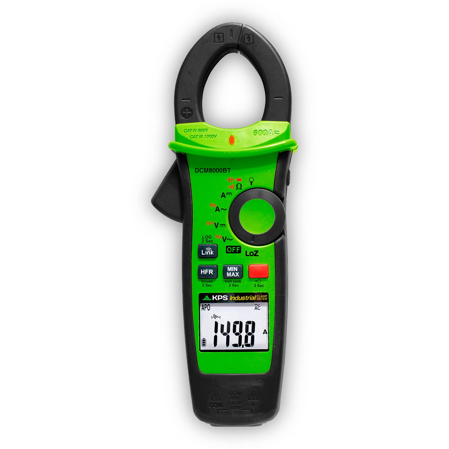KPS-DCM8000BT Pinza Amperimétrica TRMS con Bluetooth Corriente AC/DC 600A Tensión AC/DC 1000V Modo LoZ NCV LPF CAT.IV