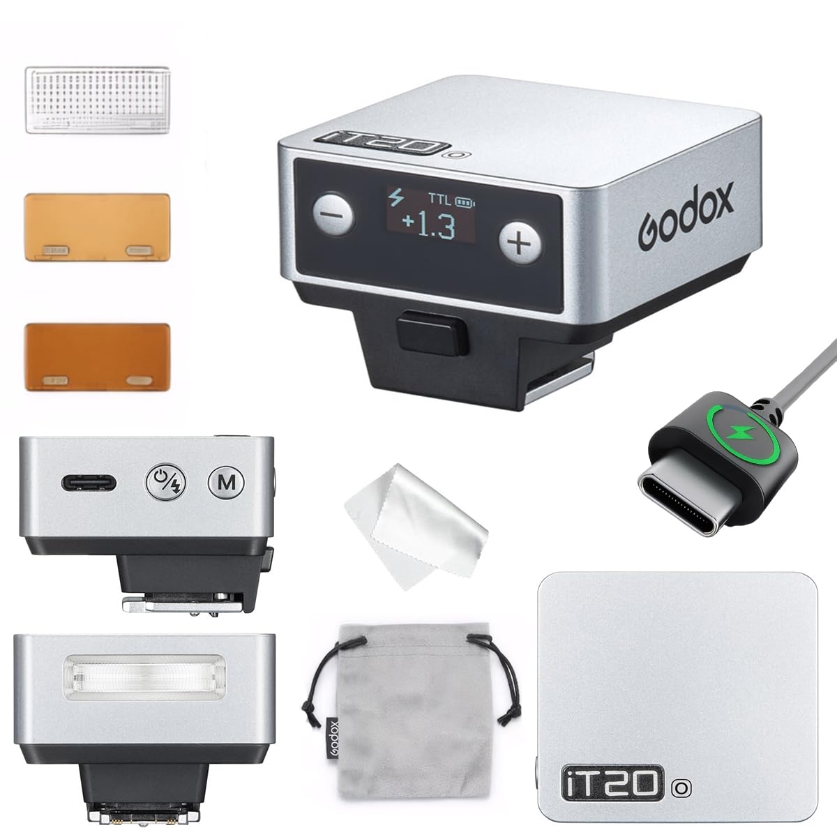 GODOX IT20 O TTL mini lampa błyskowa, IT20O 2.4G z kolorowym filtrem, kompatybilna z Olympus E-M1 PEN-F E-M10 II E-M10 III E-PL8 E-P5, Panasonic GH4 GH5, G85, GX85, LX100, S1