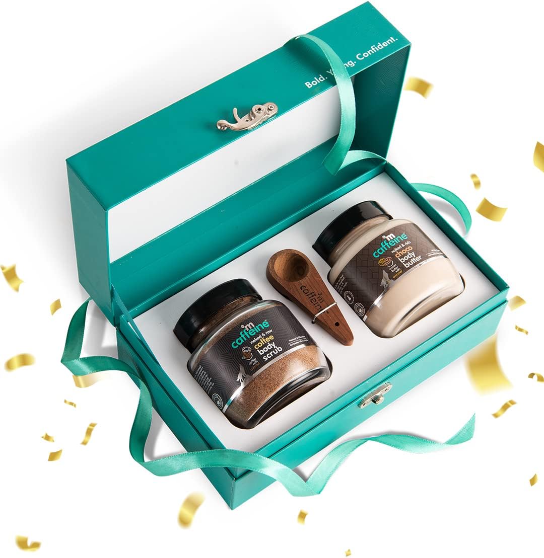 mCaffeine Body Polishing Gift Kit Set for Women & Men with Body Scrub & Body Butter | Premium Set for Him/Her | Gifting For Anniversary, Birthday, Valentine, Gift Kit & All Occasions & Skin Types